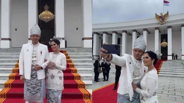 Annisa Pohan dan Agus Harimurti Yudhoyono di Ibu Kota Nusantara (IKN) saat HUT ke-79 RI.