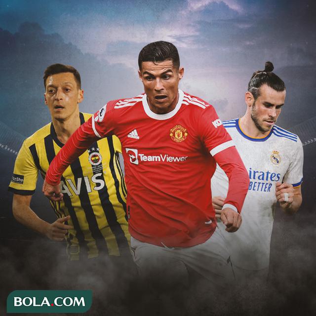 Ilustrasi - Mesut Ozil, Cristiano Ronaldo, Gareth Bale