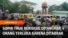 Melaju ugal-ugalan sebuah truk kontener menghantam sejumlah kendaraan di Jl Hasyim Ashari, Tangerang, Banten, pada Kamis petang. Laju truk baru terhenti setelah menghantam pembatas tugu. Dalam kejadian ini ada empat orang yang terluka.