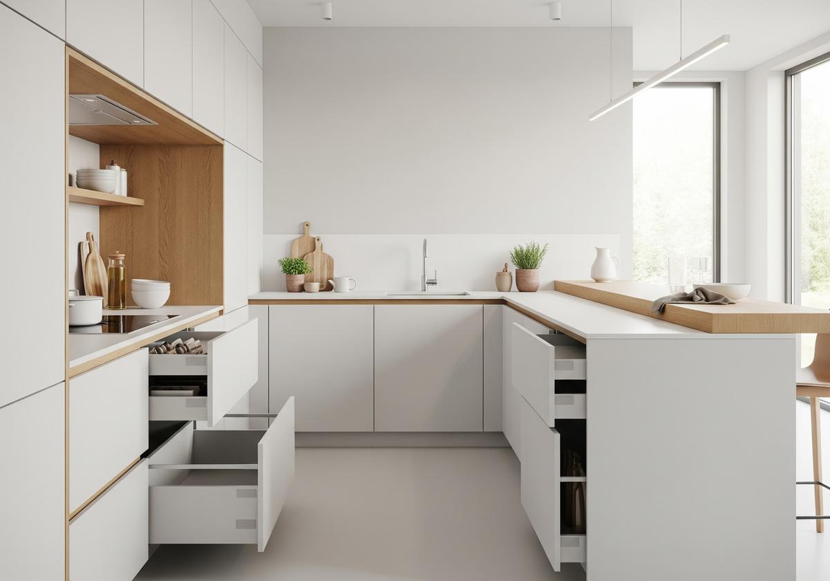 Inspirasi Dapur Perabot Minimalis dengan Laci Tersembunyi