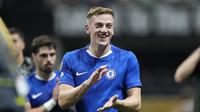 Pemain Chelsea Liam Delap merayakan kemenangan&nbsp;atas&nbsp;Los Angeles FC di laga&nbsp;Grup D Piala Dunia Antarklub 2025, Selasa, 17 Juni 2025. (AP Photo/Brynn Anderson)