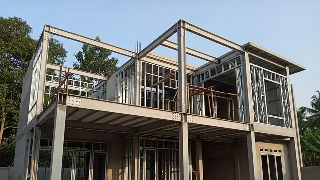 Desain Rumah dengan Rangka Siap untuk Lantai 2