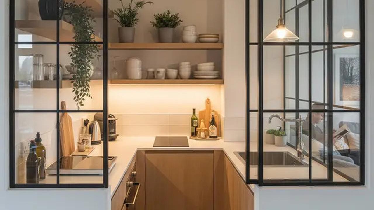 7 Model Dapur Kecil dengan Tanaman Hijau di Belakang dan Sekat Minimalis