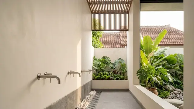 Tempat Wudhu Memanjang dengan Batu Koral
