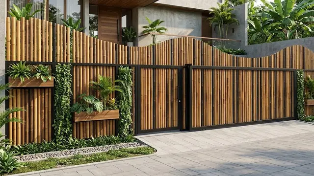 Pagar Bambu dengan Pola dan Warna yang Beragam