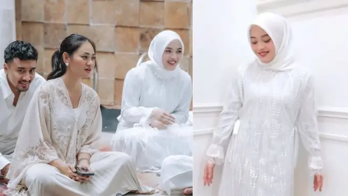 Potret Putri Delina di Momen Aqiqah Anak Mahalini dan Rizky Febian. (instagram/putridelinaa)