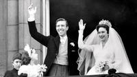 Pernikahan Armstrong-Jones dan Putri Margaret. (CENTRAL PRESS PHOTO LTD / AFP)