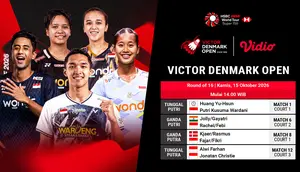 BWF 750 Victor Denmark Open 2026 - Babak 16 Besar: Perjuangan 5 Wakil Indonesia Hanya di Vidio