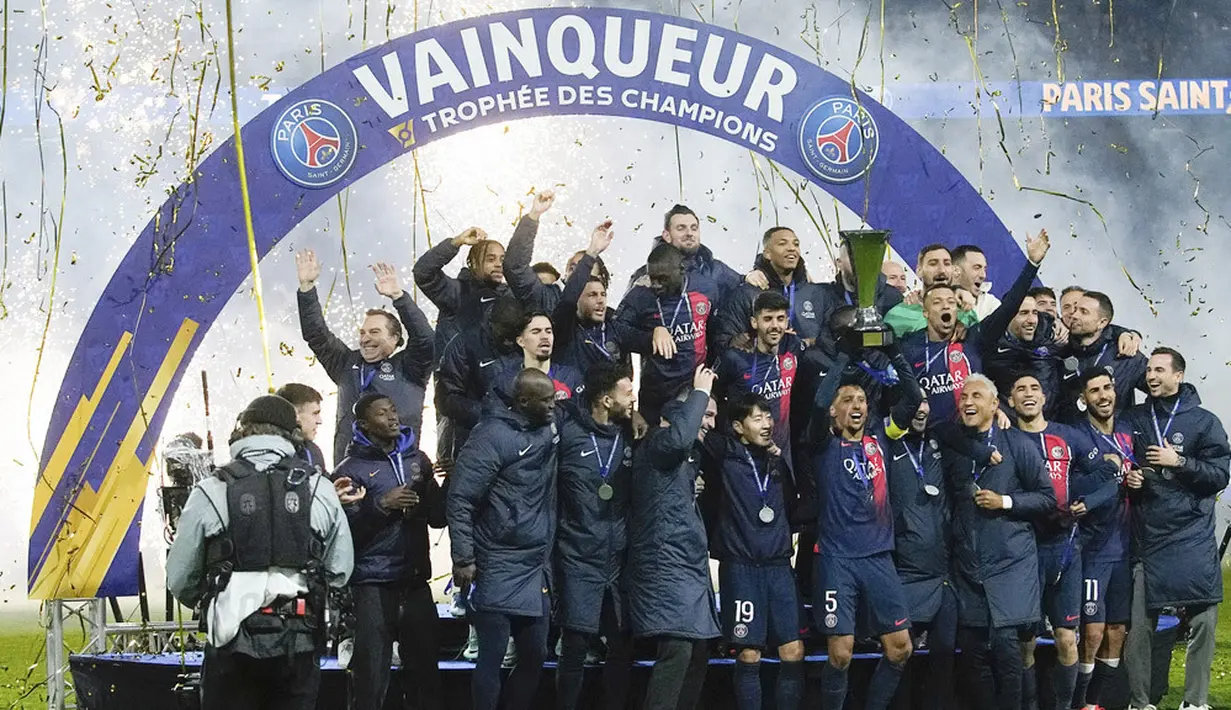 PSG pun pantas menjadi juara untuk ke-12 kalinya sepanjang sejarah.  Hebatnya, PSG sudah tampil di ajang ini sejak tahun 2013 dan berhasil menjadi juara di 10 dari 11 edisi.  (Foto AP/Michel Euler)
