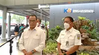 Menteri Perhubungan (Menhub) Budi Karya Sumadi di Stasiun Pasar Senen, Jakarta, Rabu (12/1/2022).