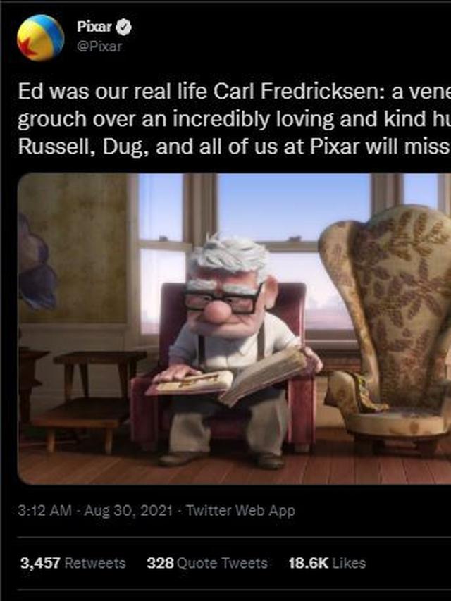 Unggahan Twitter Pixar.