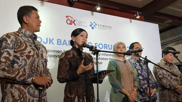 Ketua Dewan Komisioner OJK Friderica Widyasari Dewi dalam OJK Banking Forum 2026, di Gedung Radius Prawiro, Jakarta Pusat, Selasa (14/7/2026). (Foto: Liputan6.com/Tira Santia)