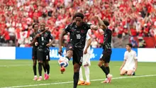 Selebrasi striker Kanada Jonathan David saat mencukur Qatar di laga kedua Piala Dunia 2026 (AFP)
