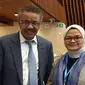 Kepala BPOM Penny K Lukito bersama Dirjen WHO, Thedros Adhanom dalam forum Member States Mechanism on Substandard and Falsified Medical Products (MSM-SFMP) ke-8 di Markas Besar WHO, Jenewa, Swiss pada Kamis (24/10/2019). (Dok Humas BPOM)