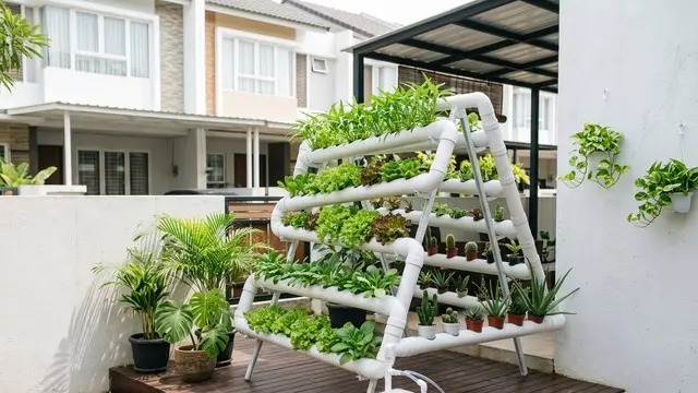 Konsep Kombinasi Tanaman Hias dan Sayur Hidroponik di Rumah