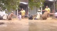 Lurah nyaris terseret banjir (Instagram/@terangmedia)