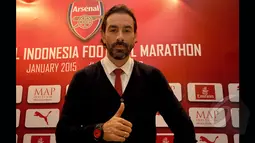 Pires menjelaskan Arsenal Football Marathon adalah bagian dari promosi tur pramusim Arsenal, Jakarta, Jumat (23/1/2015). (Liputan6.com/Miftahul Hayat)