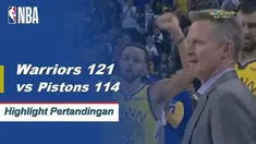 Stephen Curry mencetak 26 poin ketika Warriors mendapatkan kemenangan atas Pistons 121-114