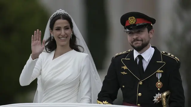 Pernikahan Pangeran Hussein dan Rajwa Al Saif.  (AP Photo/Nasser Nasser)