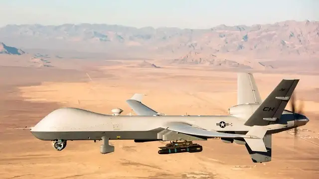Drone atau pesawat tanpa awak Amerika Serikat MQ-9 Reaper. (Dok. William Rosado/US Air Force/AFP)