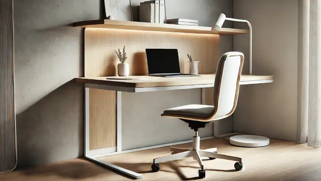 Meja Belajar Minimalis Modern Model Swivel (Foto: Rizka Nur Laily via ChatGPT)