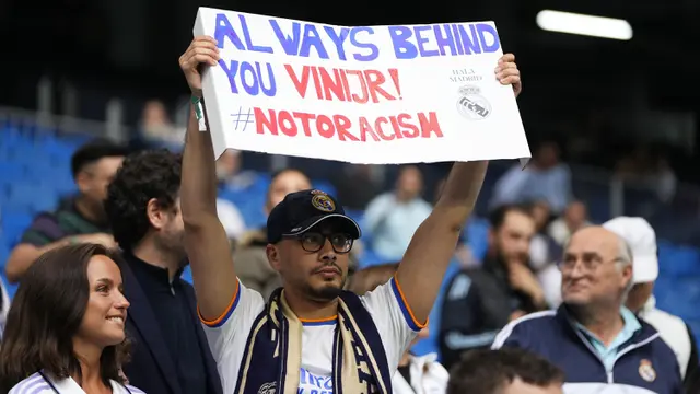 Foto: Aksi Dukungan Real Madrid untuk Vinicius Jr setelah Menjadi Korban Rasisme di Liga Spanyol