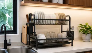 6 Model Rak Piring yang Tidak Membuat Dinding Lembap untuk Dapur Modern