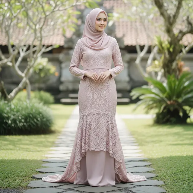 9 Model Gamis Brokat Satin Kombinasi Renda Timeless Elegan, Pilihan Busana Anggun