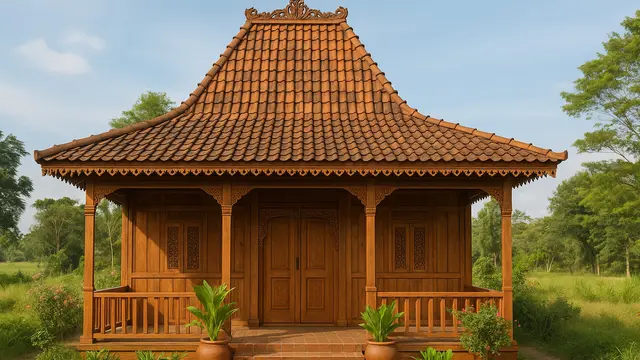 Gambar Rumah Papan Kayu yang Cantik dan Asri di Kampung