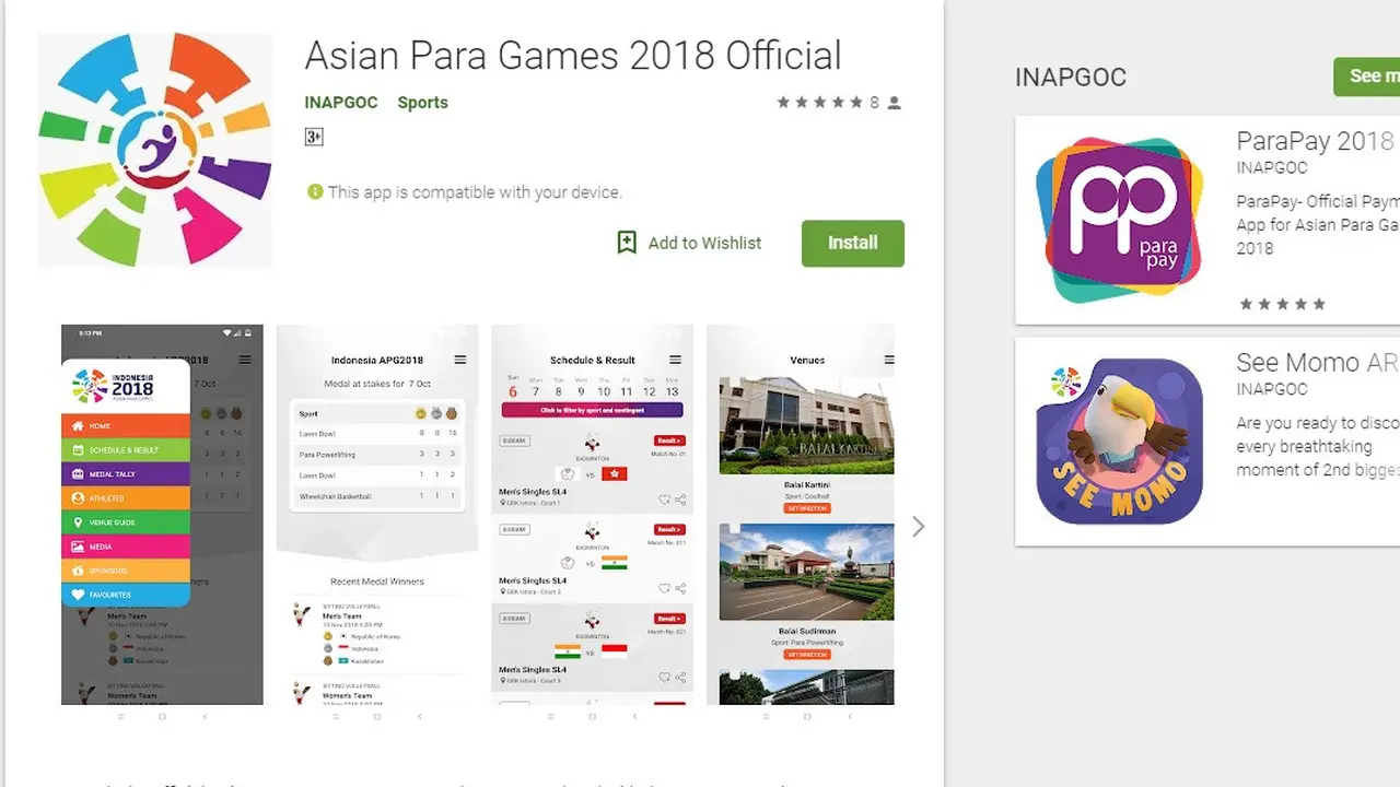 Aplikasi Asian Para Game 2018