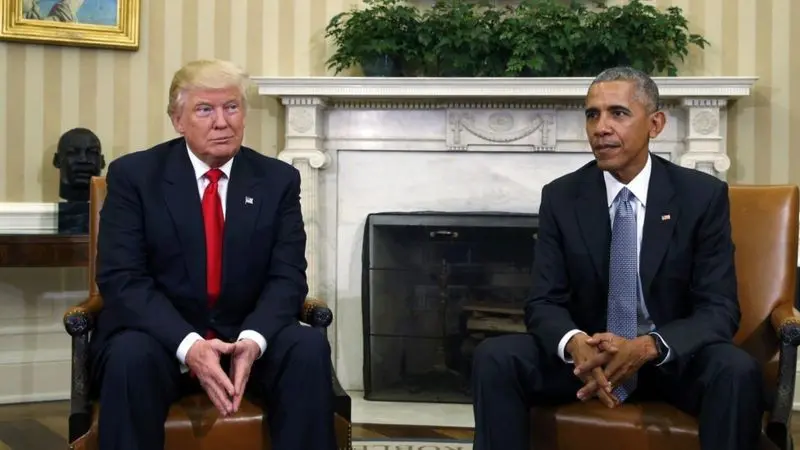 Donald Trump dan Barack Obama saat bertemu di Gedung Putih