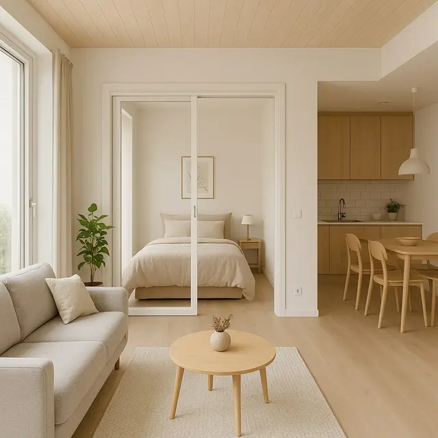 Desain Rumah Scandinavian 6x9 dengan Interior Open-Plan