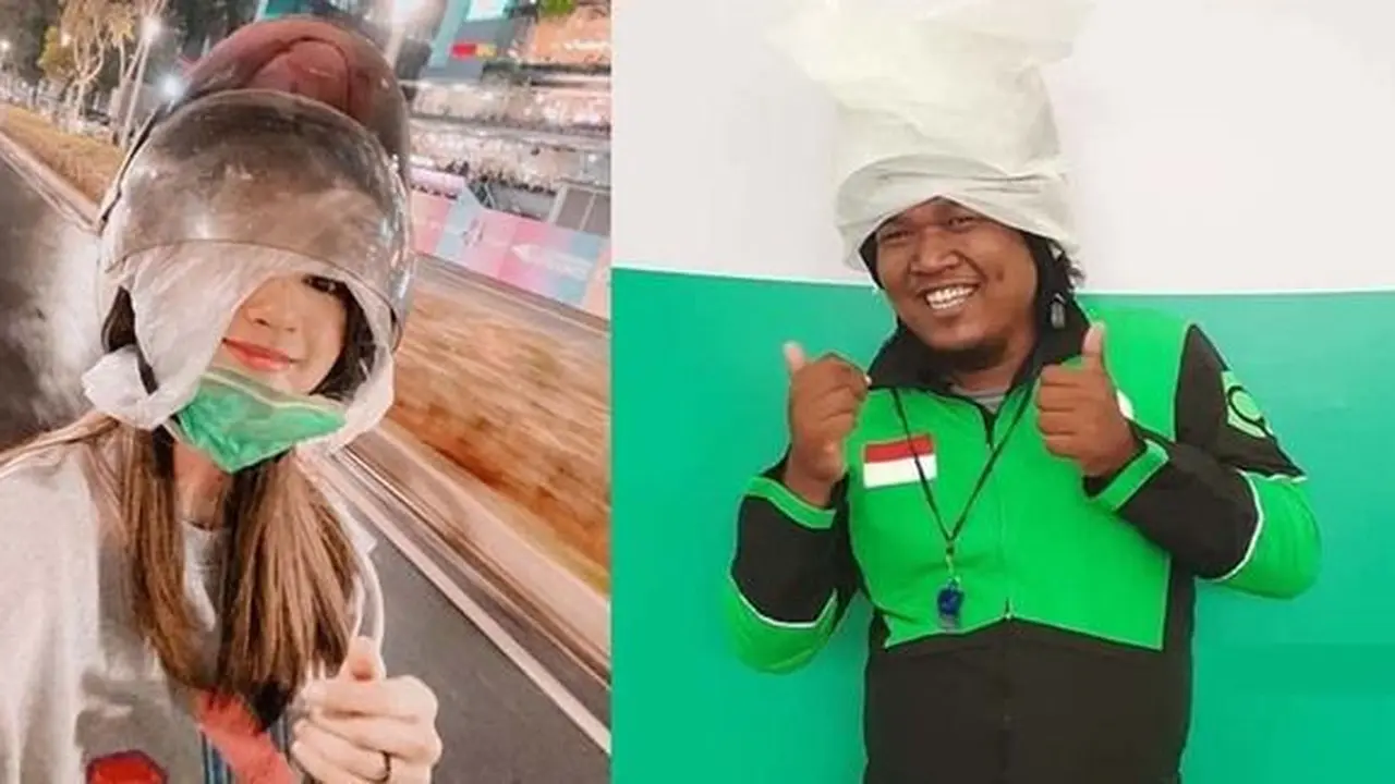 Potret Perjuangan Ojol Mengakali Helm Basah