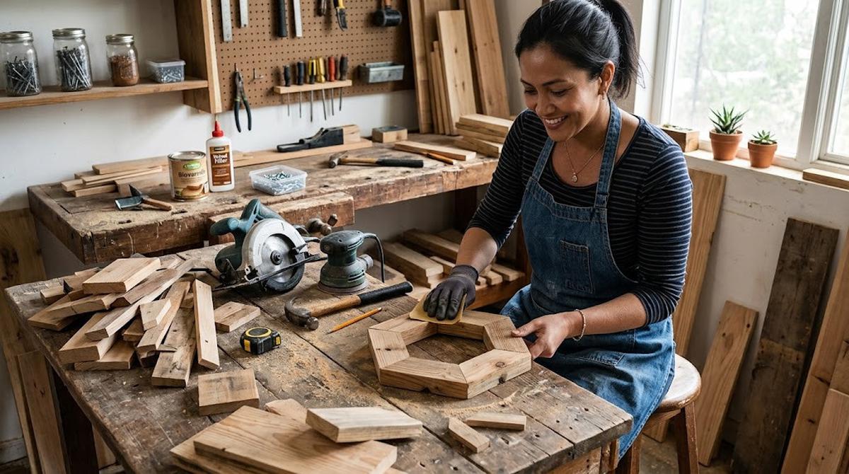 Cara Membuat Alas Pot dari Sisa Papan Kayu/AI Generated