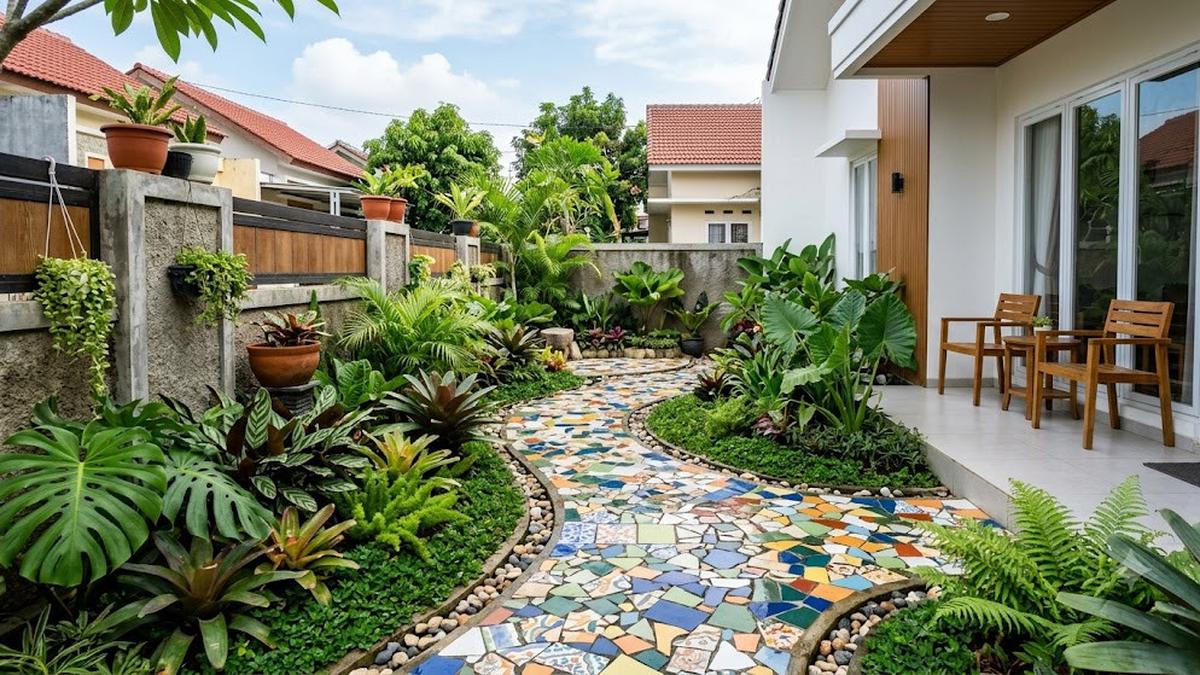 9 Ide Jalan Setapak Taman dari Pecahan Keramik Sisa Renovasi, Unik Tanpa Banyak Biaya