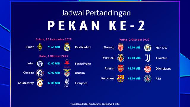 Jadwal UCL pekan ke-2 dan saksikan siaran langsung di Vidio (dok. vidio.com)