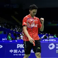 Jonatan Christie menjadi penentu kemenangan tim Piala Thomas Indonesia atas Hong Kong pada laga perdana penyisihan Grup B Piala Thomas 2016 di Kunshan, Tiongkok, Minggu (15/5/2016). (Liputan6.com/Humas PB PBSI)