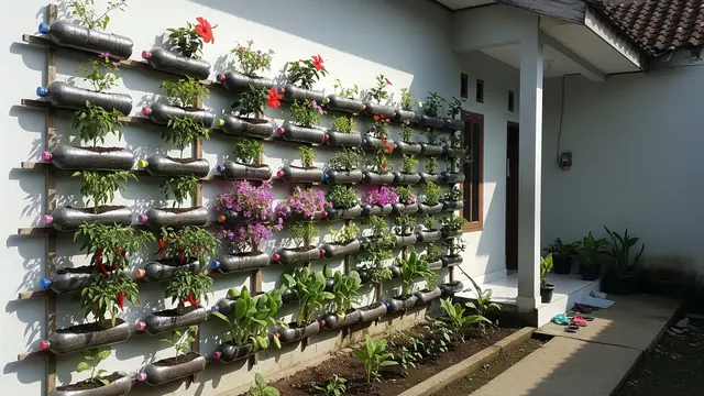 Kebun Cabai dari Botol Plastik yang Rapi dan Estetik Model Pemanfaatan Dining