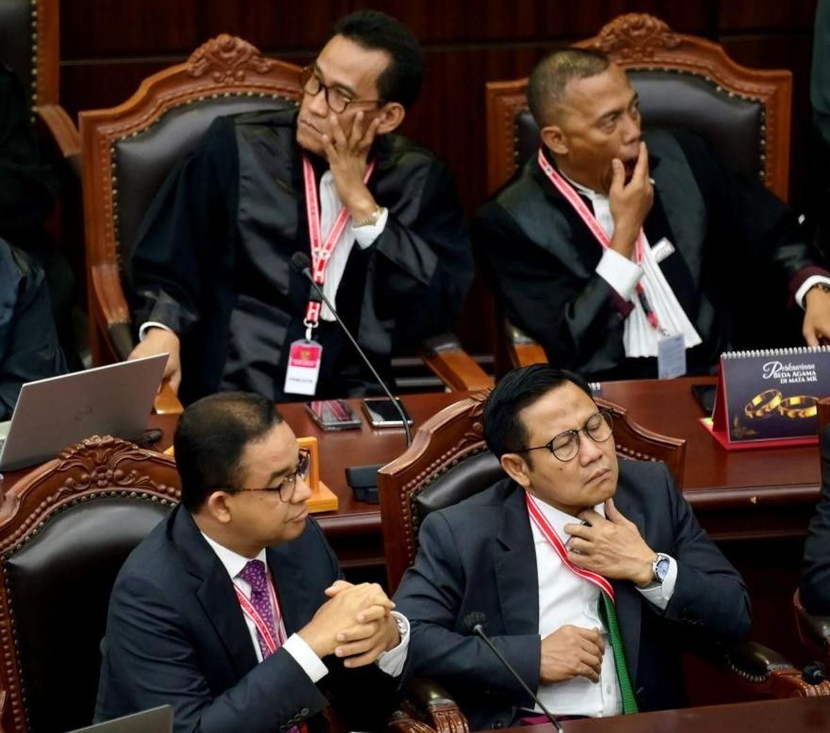 Meski begitu, persidangan soal kasus perselisihan Pemilu dan Sengketa Pilpres 2024 yang digelar di MK telah berlangsung dengan lancar.&nbsp;Foto: AFP<br>