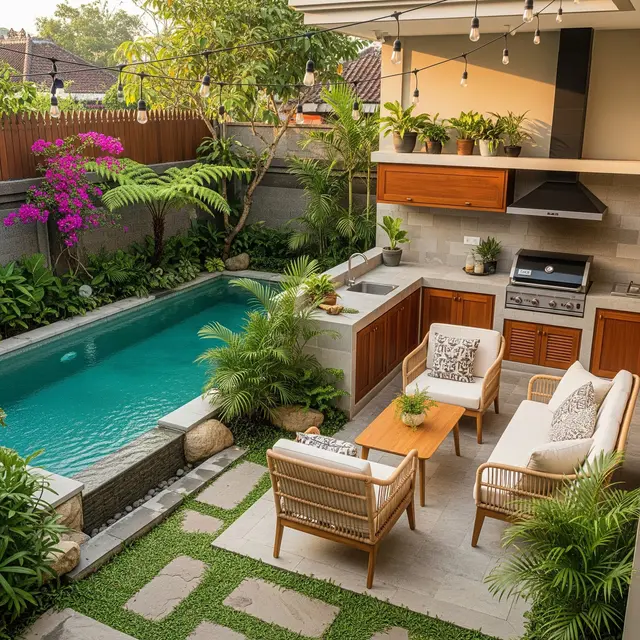 9 Ide Halaman Belakang Rumah dengan Kolam Renang Mini, Ciptakan Spot Relaksasi