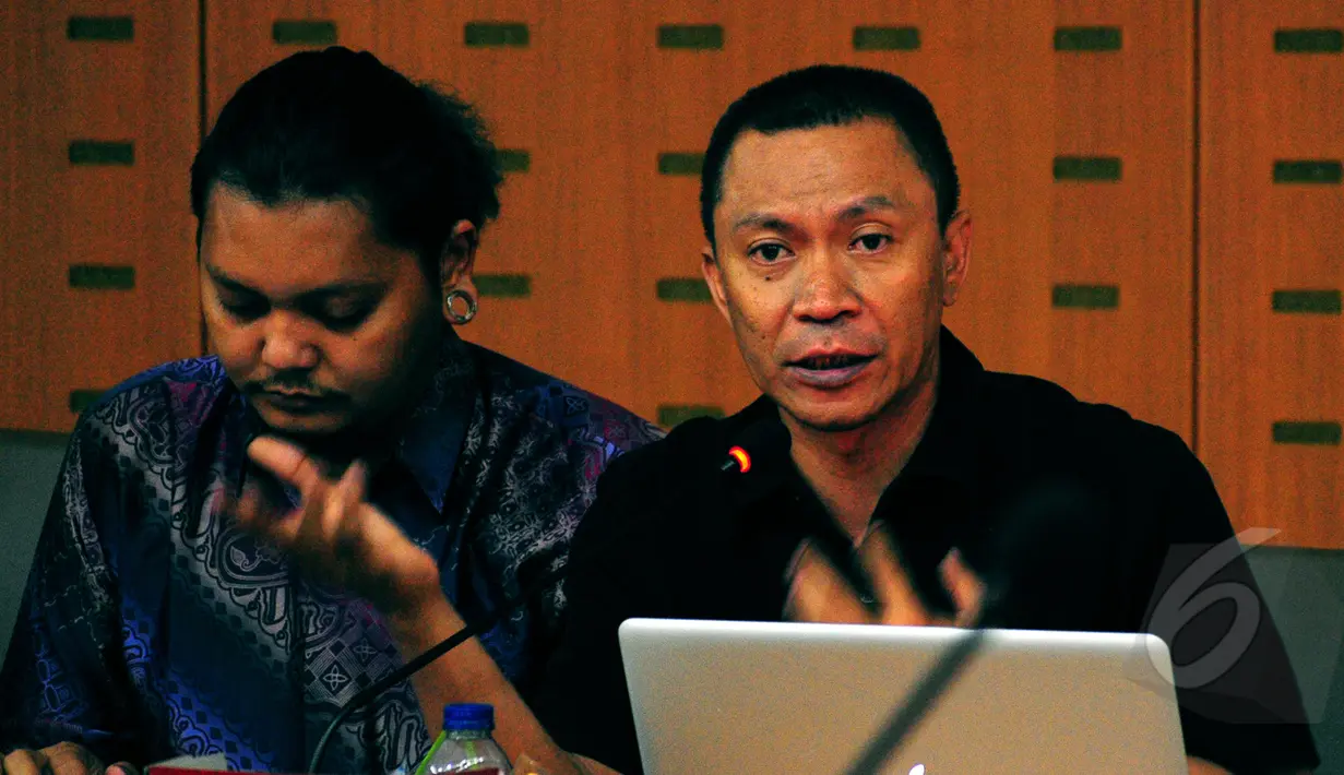 Ketua Panitia Hari Film Nasional 2015, Lance Mengong saat memberikan keterangan pers di gedung Kementerian Pendidikan dan Kebudayaan, Sudirman, Jakarta, Kamis (12/3/2015). (Liputan6.com/Yoppy Renato)