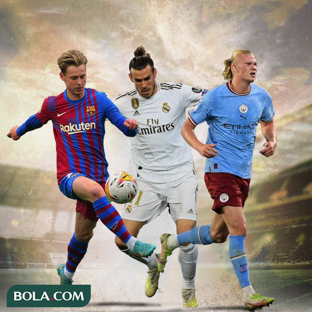 Ilustrasi - Erling Haaland, Frenkie de Jong, Gareth Bale