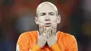 Kekecewaan striker Belanda Arjen Robben seusai kekalahan timnya 0-1 dari Spanyol di final PD 2010 di Soccer City Stadium, Johannesburg, 11 Juli 2010. AFP PHOTO / THOMAS COEX