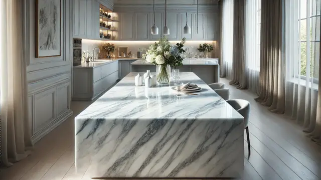 Meja Dapur Marmer Putih untuk Kesan Mewah (Foto: Rizka Nur Laily via ChatGPT)
