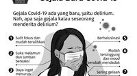 Infografis yang menyebut bahwa delirium merupakan gejala baru dari COVID-19, penyakit yang disebabkan Virus Corona SARS-CoV-2, tersebar di media sosial dan grup WhatsApp. (Sumber: Istimewa)