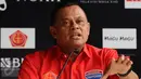 Panglima TNI, Jenderal TNI Gatot Nurmantyo memberikan keterangan pelaksanaan final di Jakarta, Rabu (20/1/2016). Final akan mempertemukan Mitra Kukar melawan Semen Padang di Stadion GBK Jakarta, Minggu (24/1). (Liputan6.com/Helmi Fithriansyah)