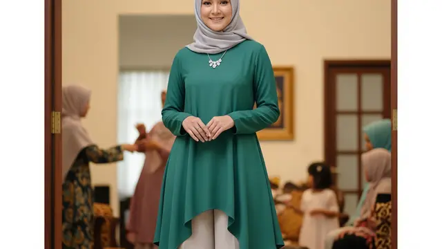 Model Tunik dan Celana yang Nyaman untuk Lebaran Seharian (AI)