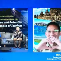 Acara Webinar Nasional tiket.com 2023 bertema "Tourism Industry Roadmap in 2024-2029, Challenges and Potential of Sustainable Tourism". (Foto: Maritza Samira)