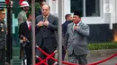 Kedatangan tersebut langsung disambut hangat oleh Prabowo. (Liputan6.com/Angga Yuniar)