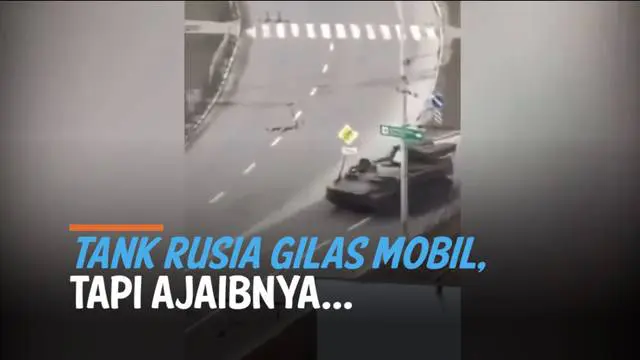 VIDEO: Horor! Detik-Detik Tank Rusia Lindas Mobil Warga Sipil Ukraina